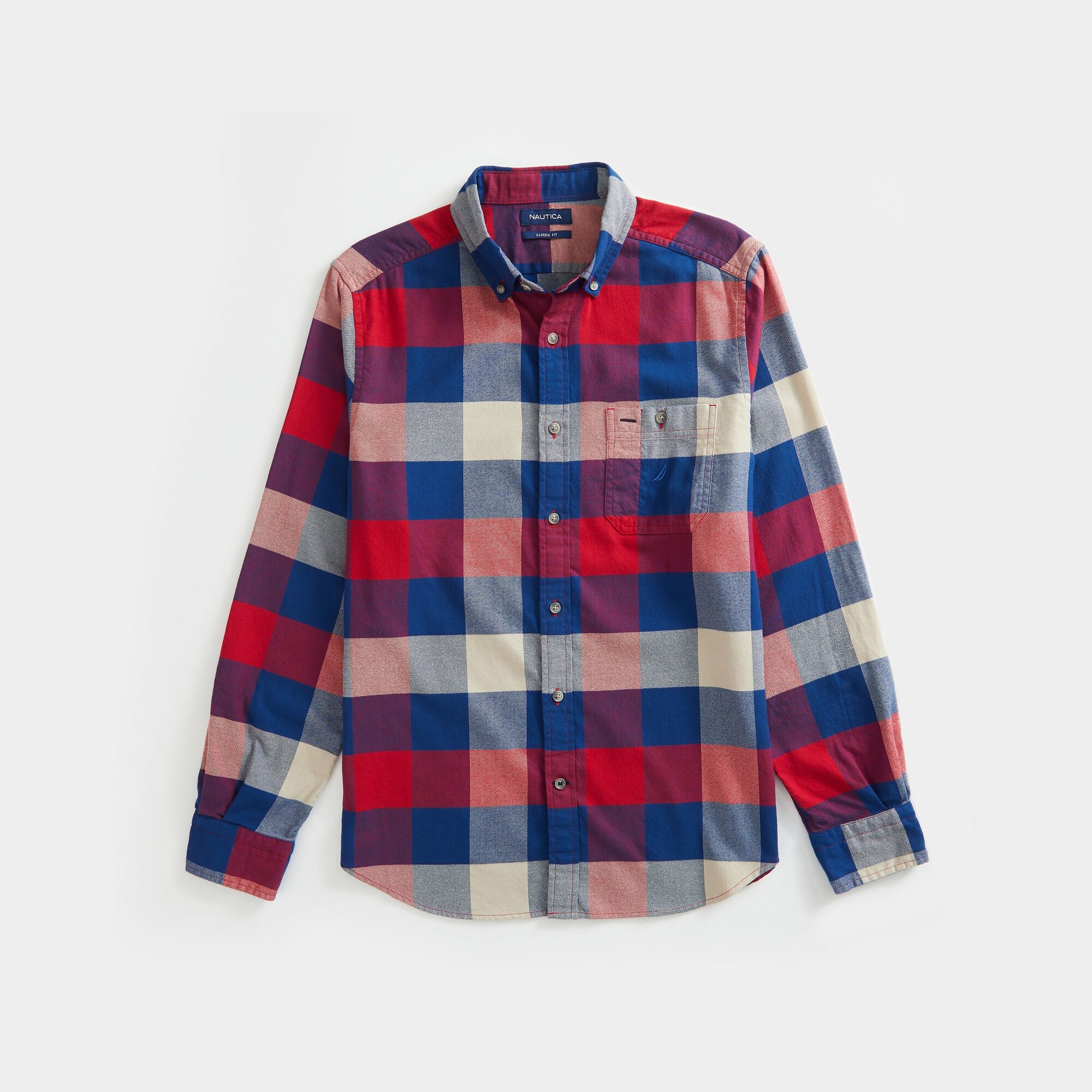PLAID FLANNEL SHIRT,Nautica Red,large