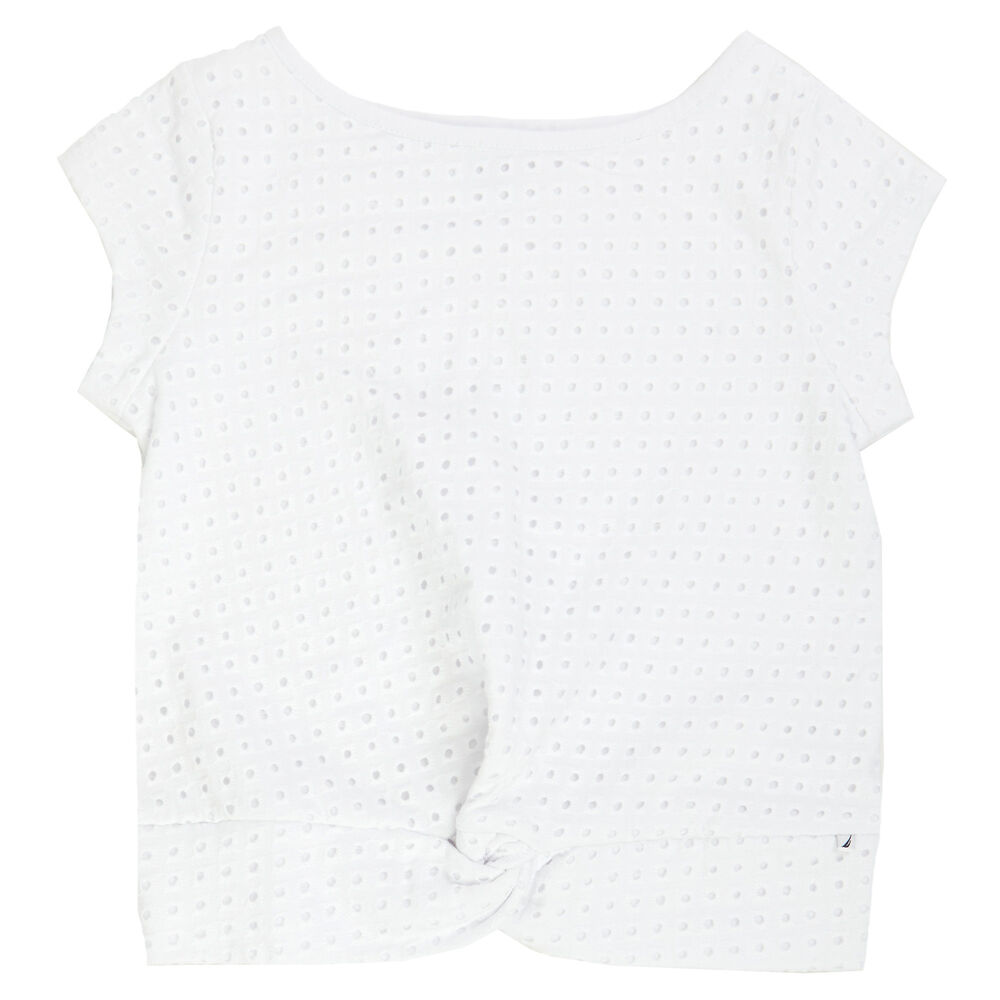 Little Girls' Eyelet Top (2T-7),Sail White,large