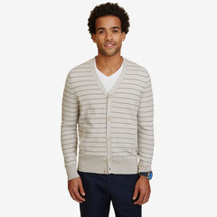  Striped Cardigan,Sand Stone,large