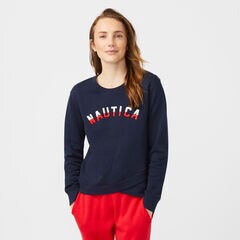 CROSSOVER HEM LOGO SWEATSHIRT,Stellar Blue Heather,large