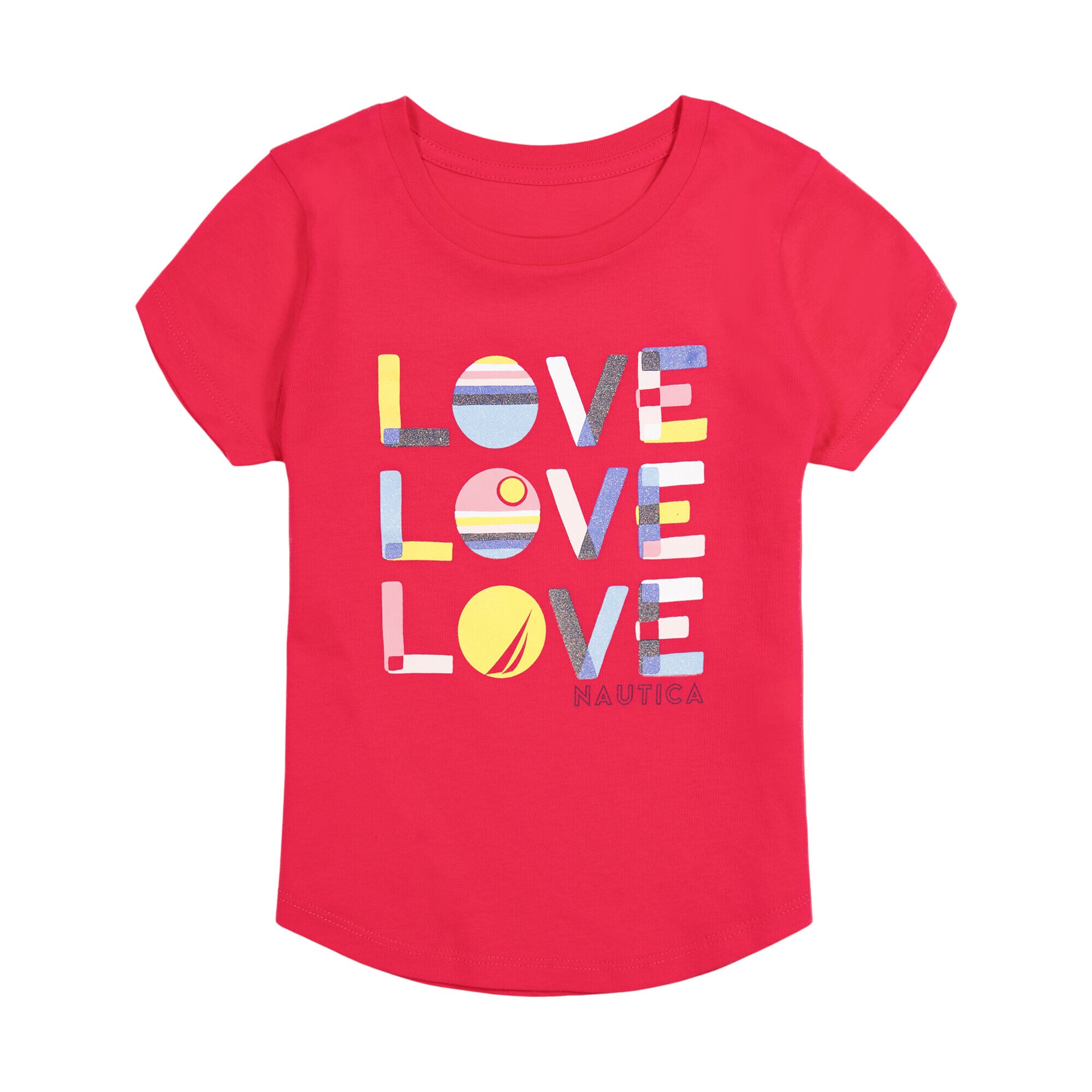 TODDLER GIRLS' LOVE LOVE LOVE T-SHIRT (2T-4T),Lure Red,large