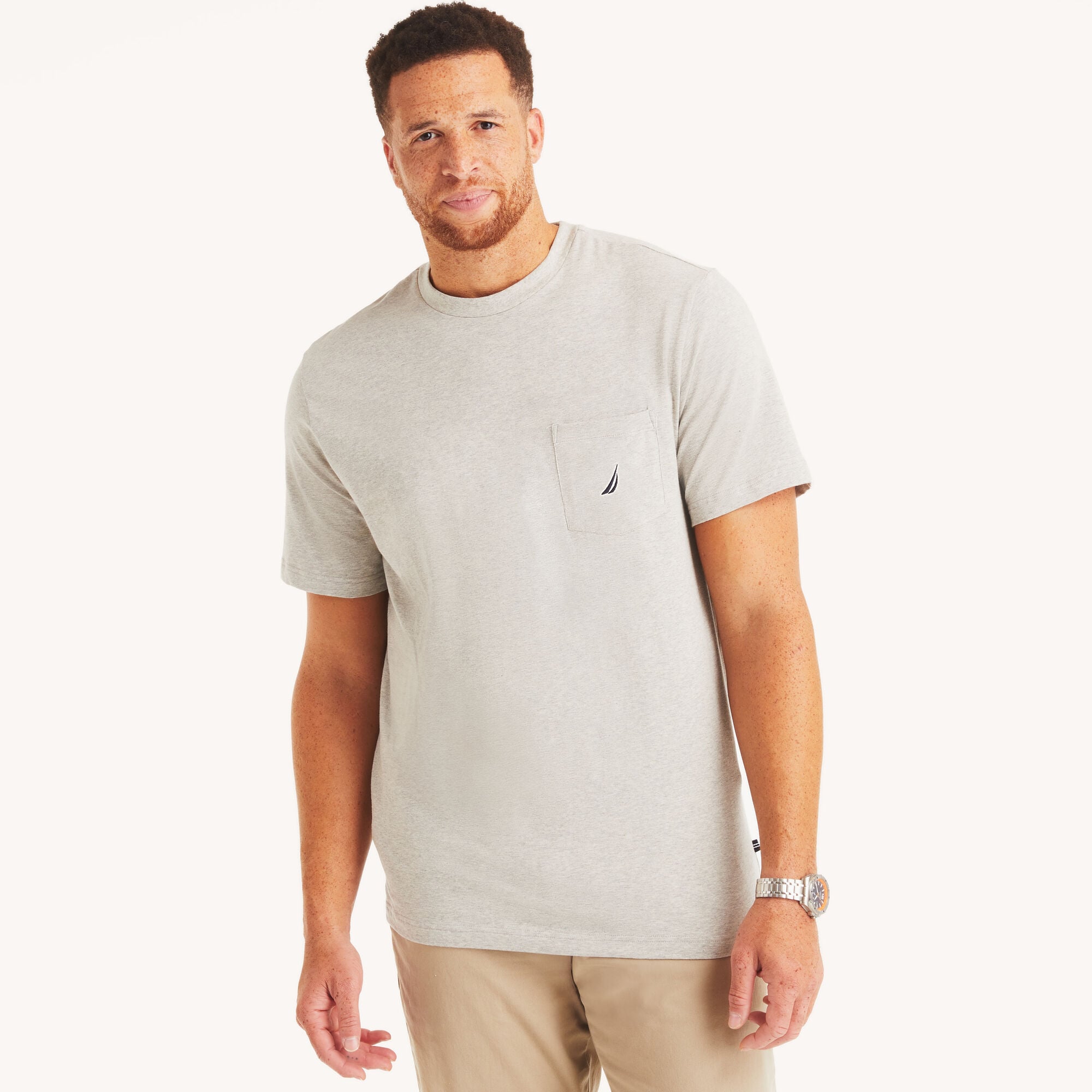Big & Tall Pocket T-Shirt,Grey Heather,large