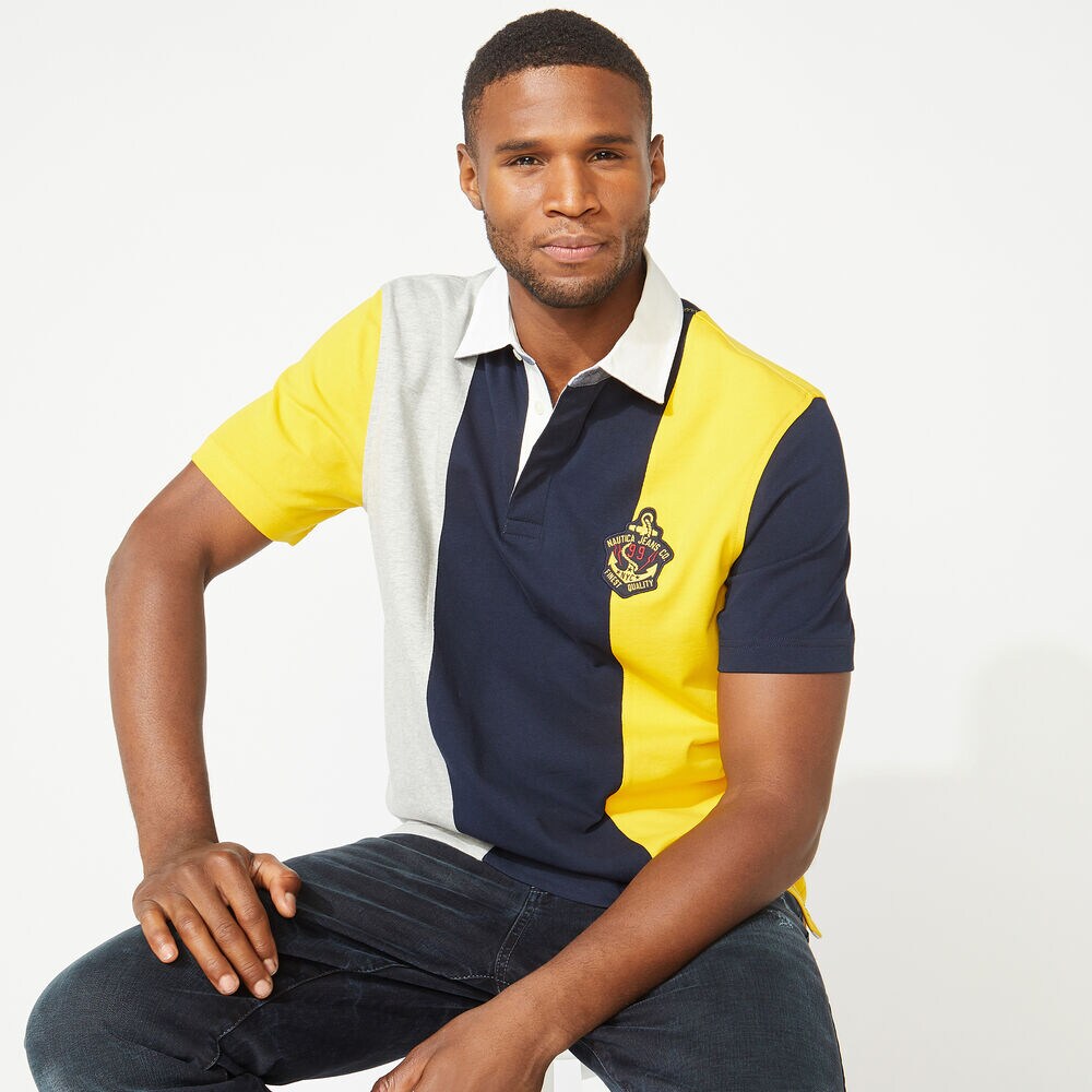 NAUTICA JEANS CO. VERTICAL STRIPE POLO,Navy,large