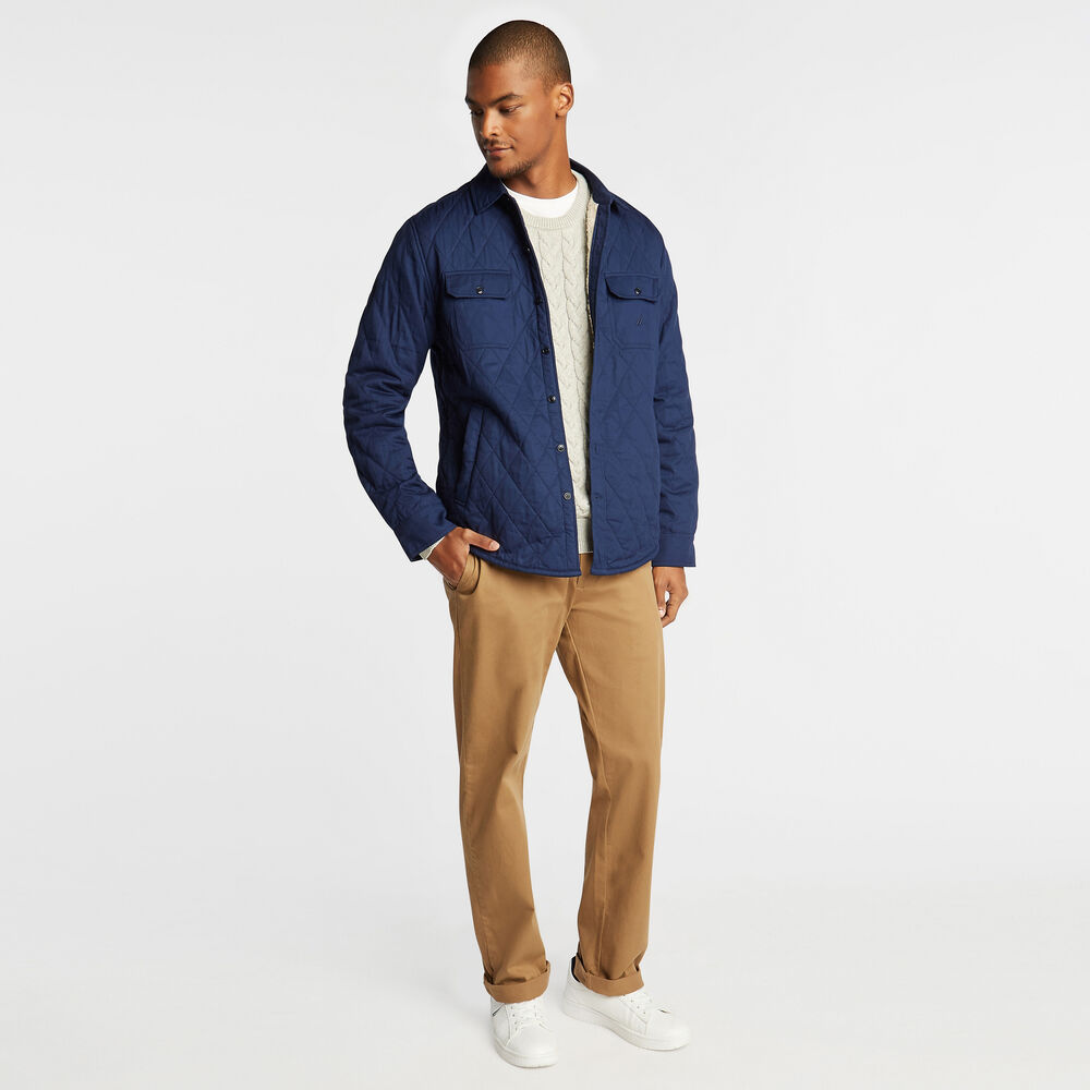 SHERPA-LINED QUILTED OVERSHIRT,J Navy,large
