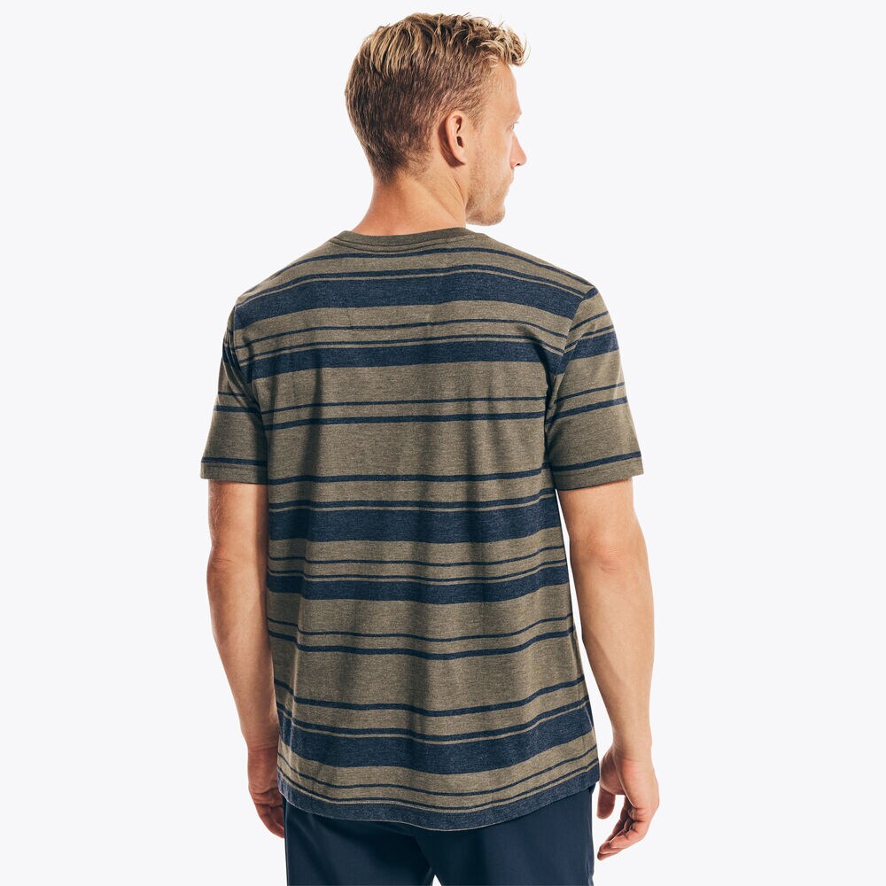 STRIPED CREWNECK T-SHIRT,Dark Hunter,large