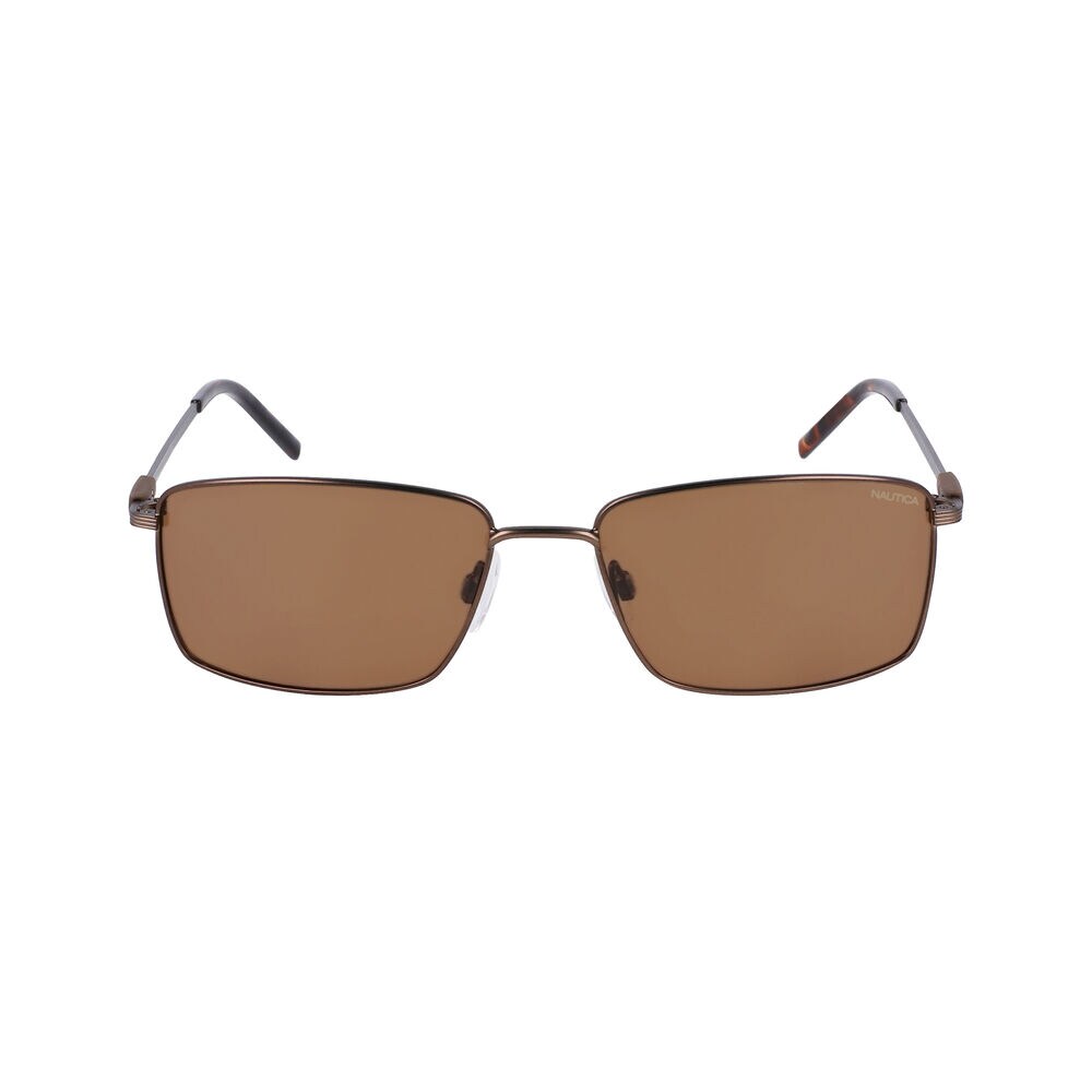 ANCHOR RECTANGLE SUNGLASSES,Dark Brown,large