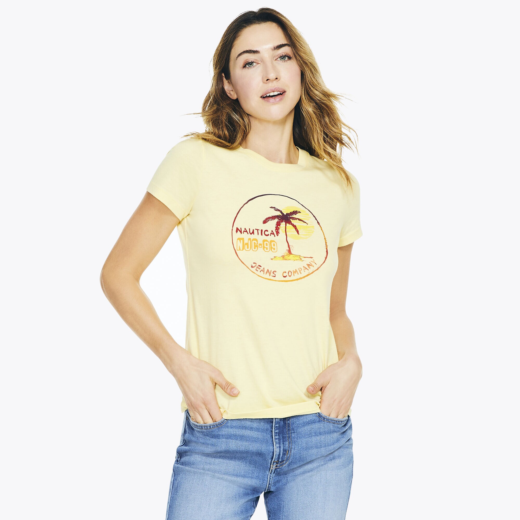NAUTICA JEANS CO. SUSTAINABLY CRAFTED SUNSET GRAPHIC T-SHIRT,Light Gold,large