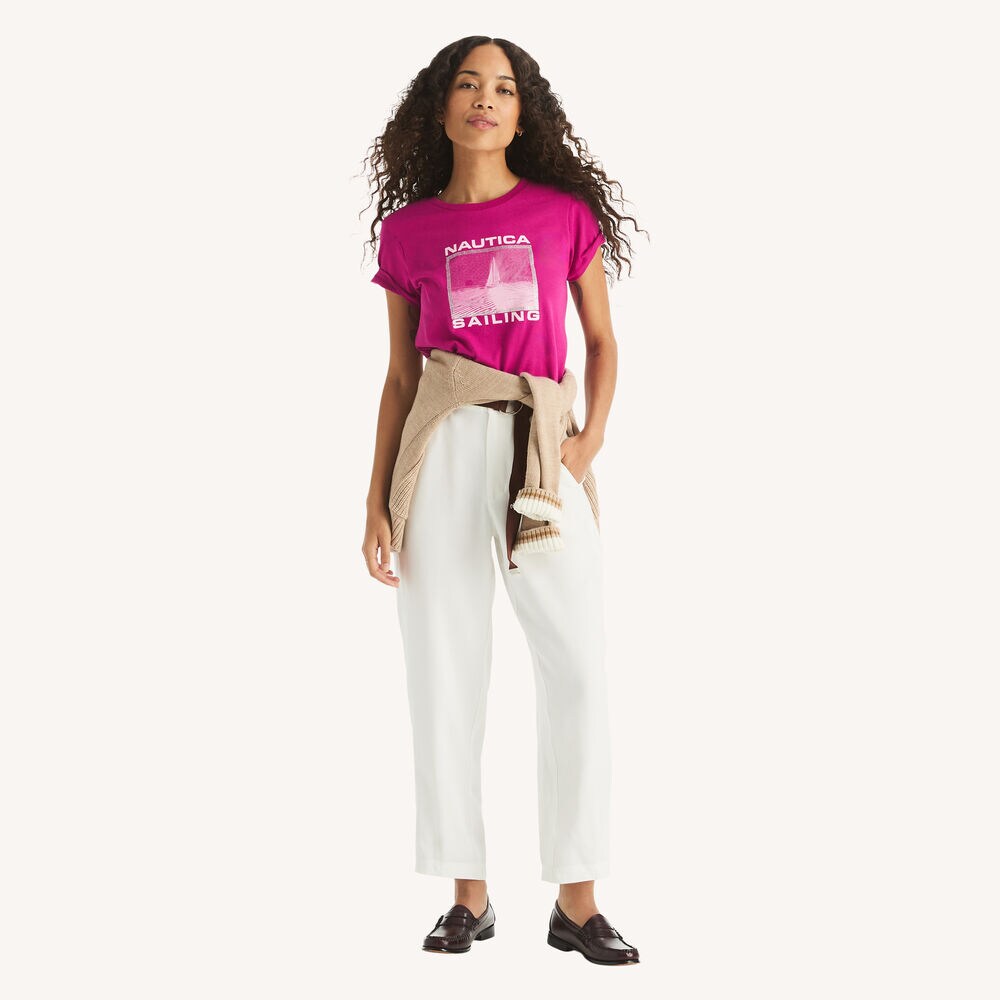 Rhinestone Sailing Graphic T-Shirt,Fancytail Fuschia,large