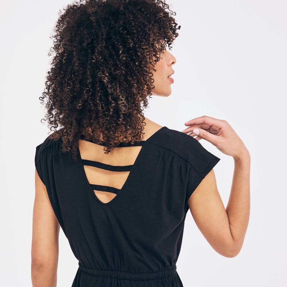 SUSTAINABLY CRAFTED OPEN-BACK DRESS,True Black,large