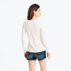 CHEST-STRIPE LONG-SLEEVE T-SHIRT,Marshmallow,large