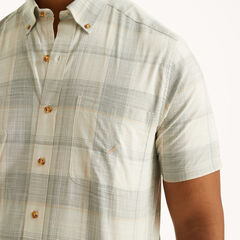 Big & Tall Plaid Short-Sleeve Shirt,Sail White,large