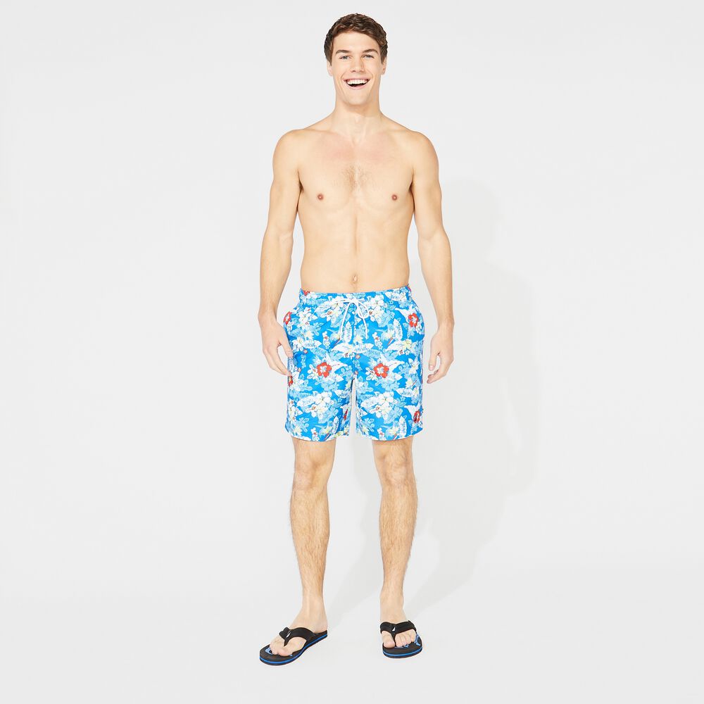 8" FLORAL PRINT QUICK-DRY SWIM,True Navy,large