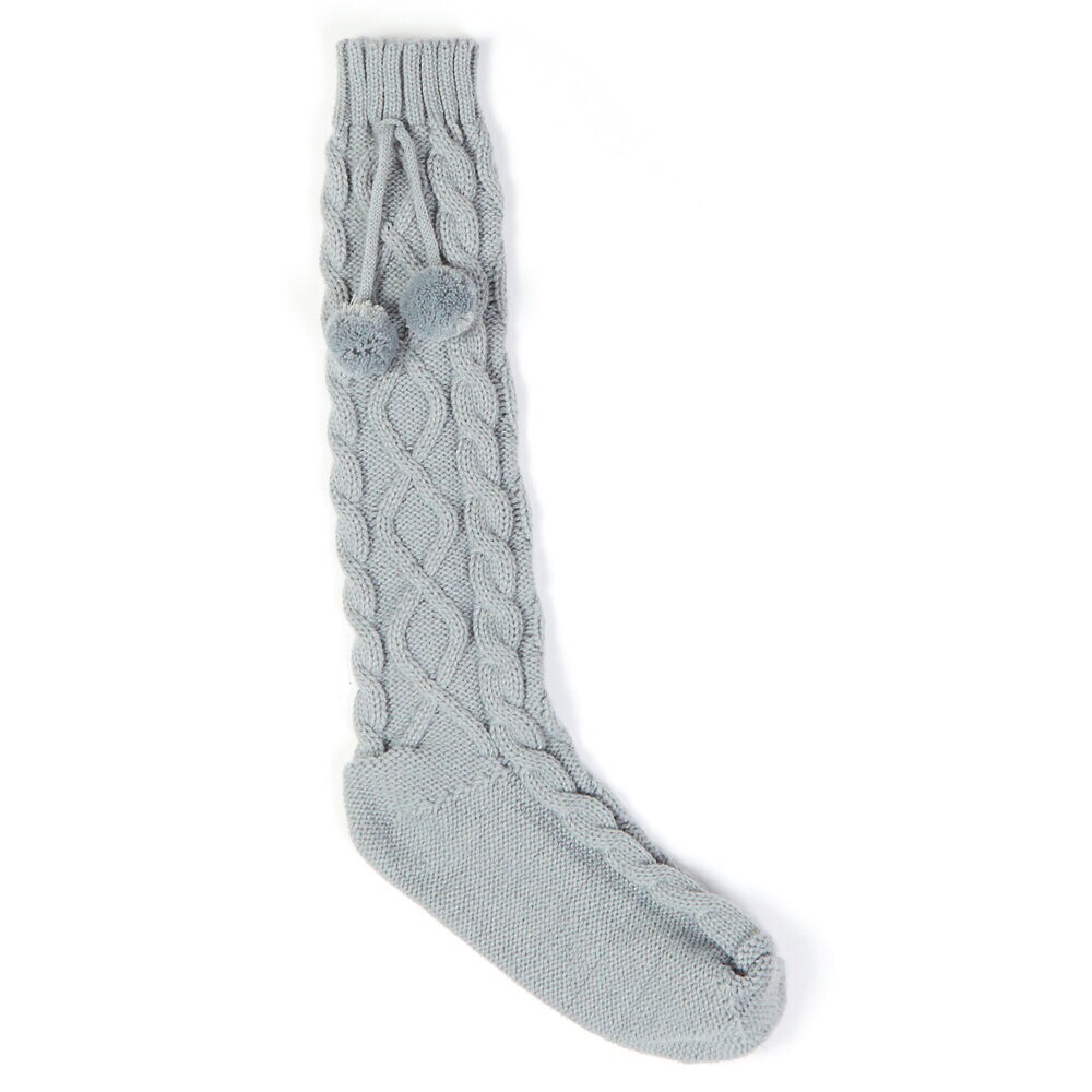 Knee High Cable Socks,Grey Heather,large