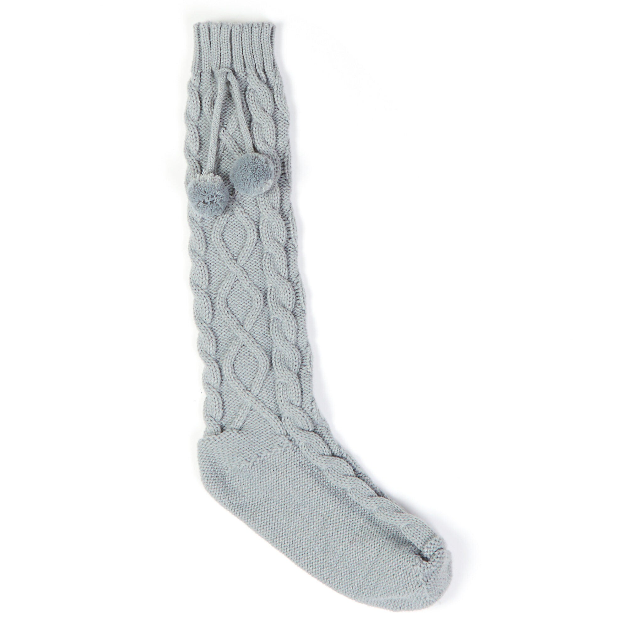 Knee High Cable Socks,Grey Heather,large