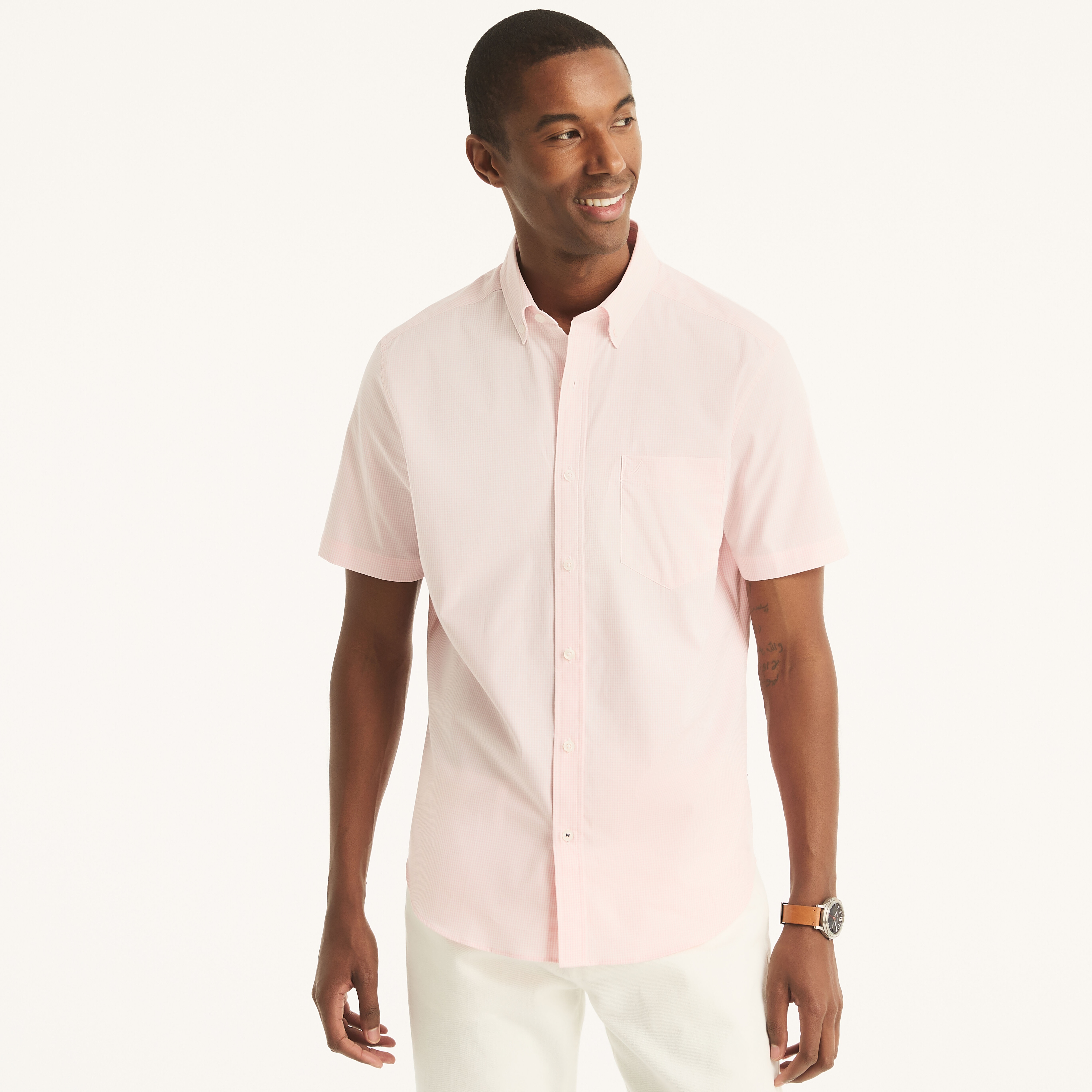 Classic Fit Wrinkle-Resistant Plaid Short-Sleeve Shirt | Nautica