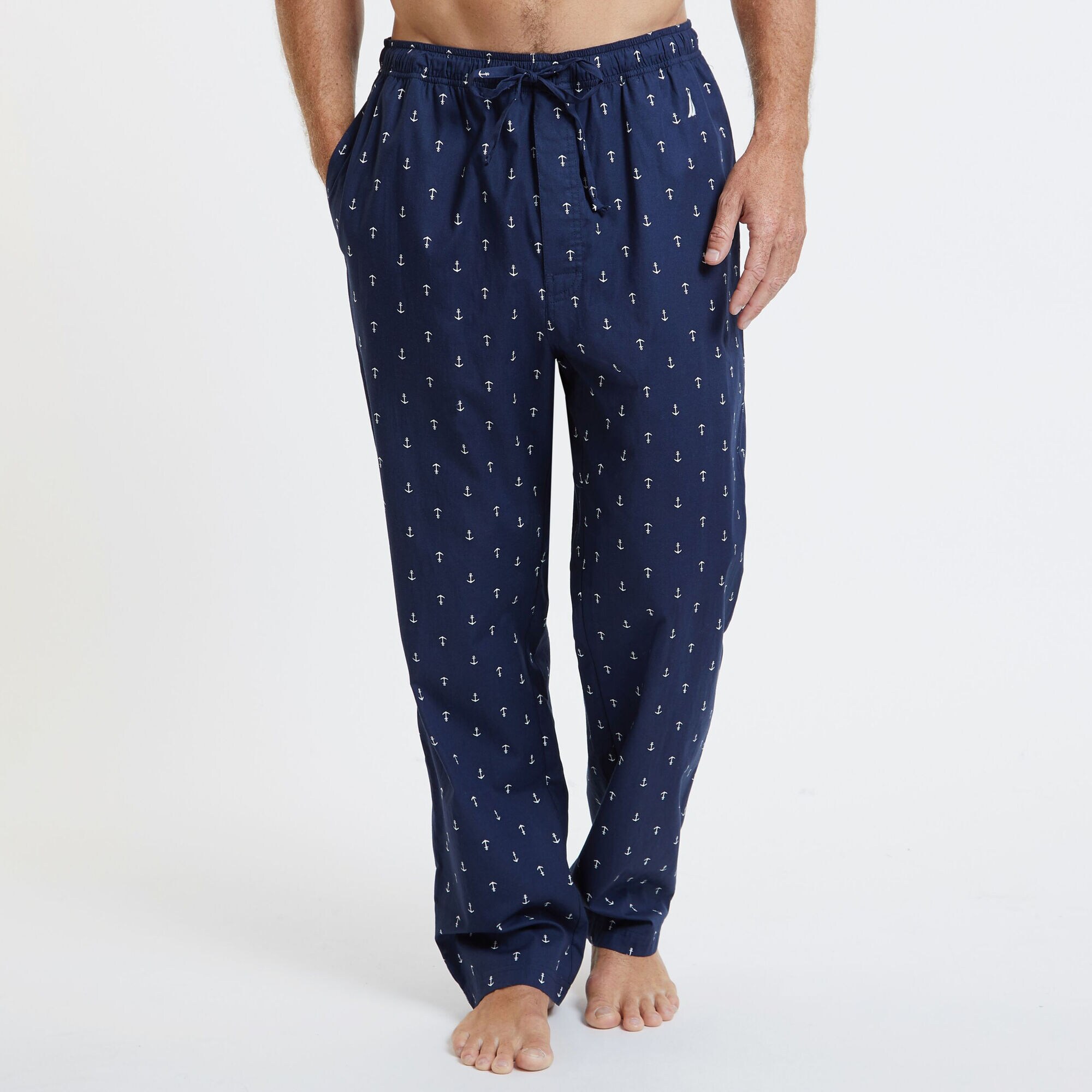 8" ANCHOR PRINT SLEEP SHORT,Peacoat,large
