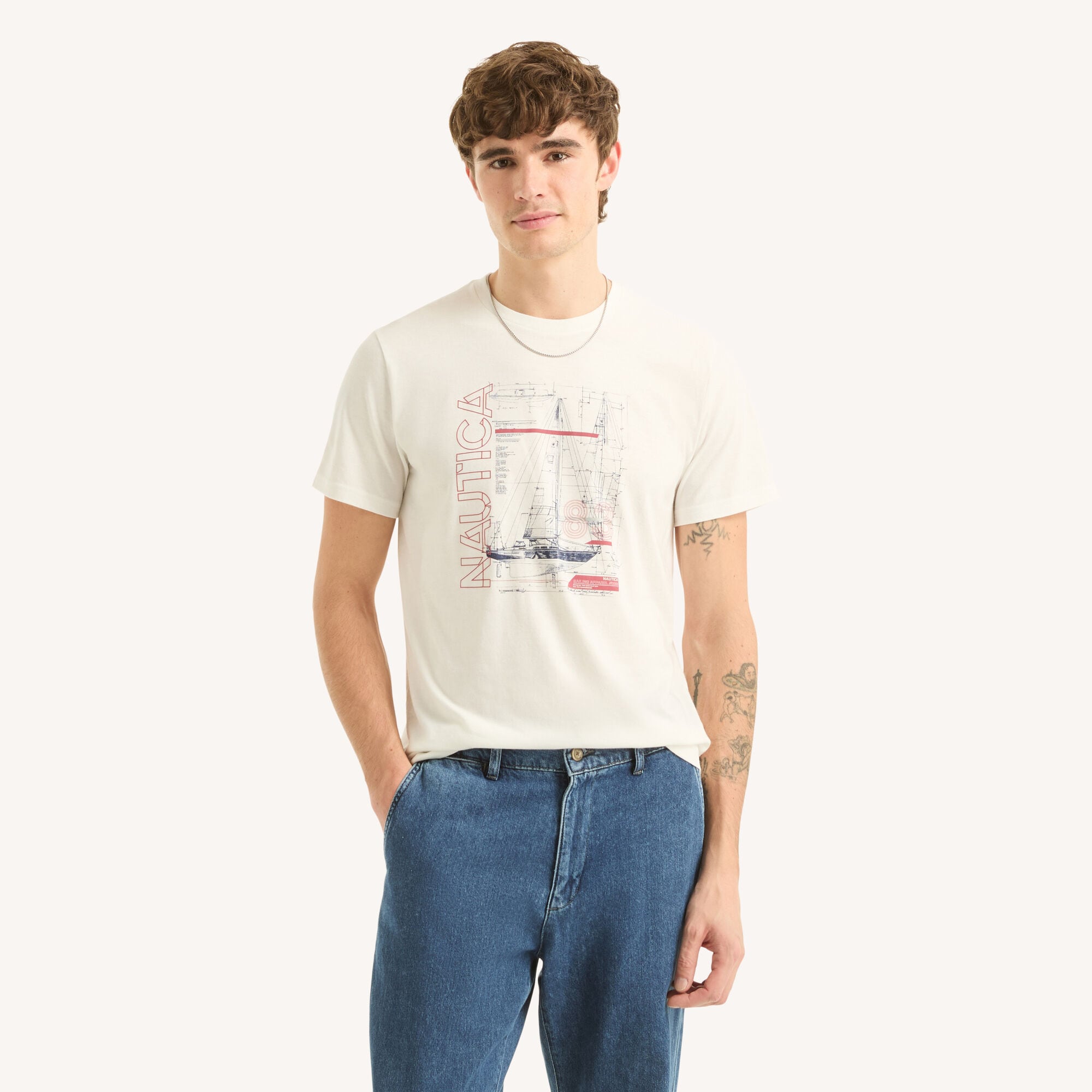 Sailing Graphic T-Shirt,Sail White,large