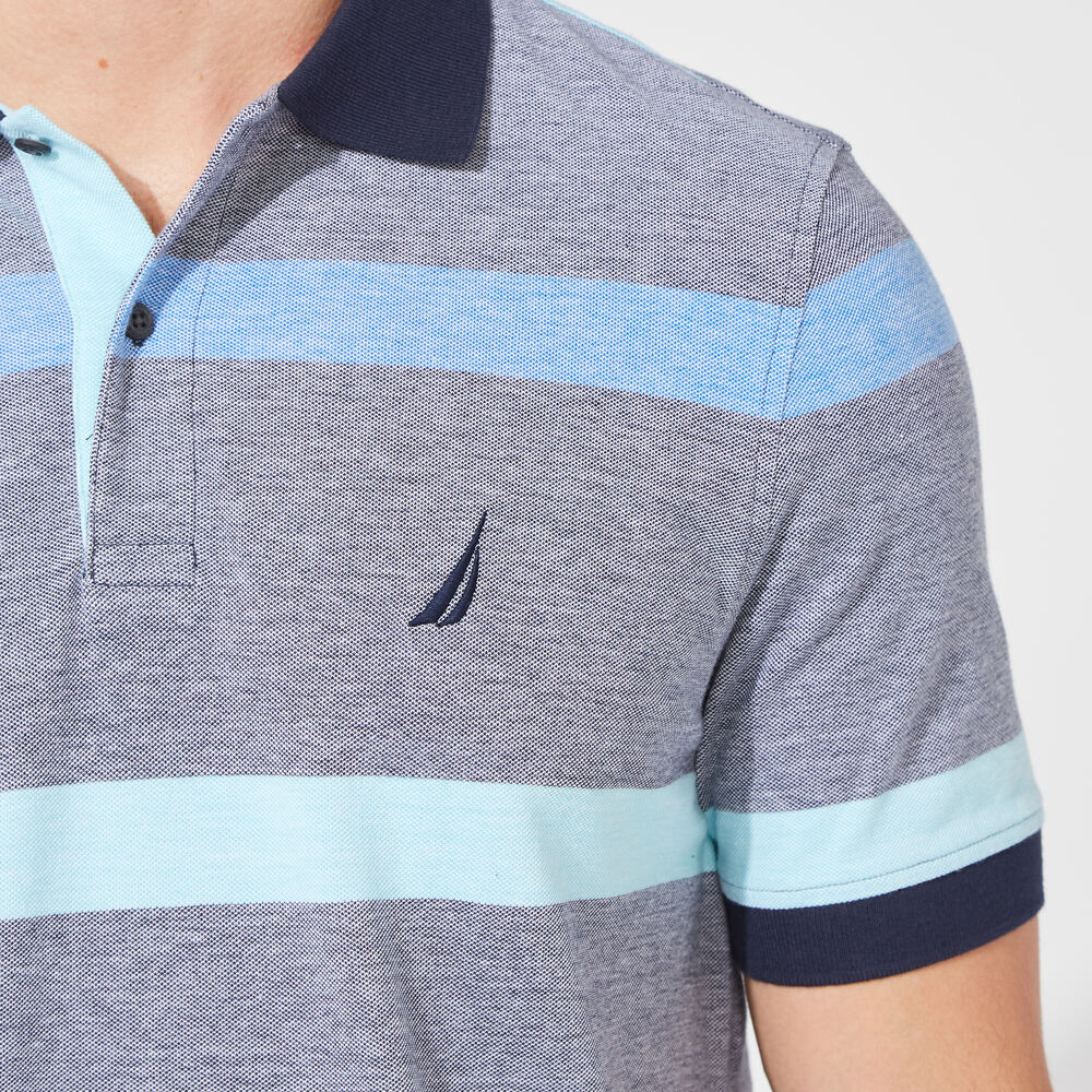 CLASSIC FIT STRIPE POLO,Navy,large