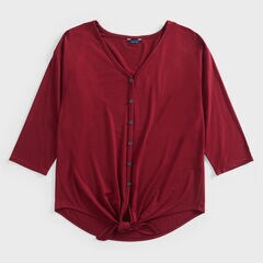 TIE-WAIST BUTTON-DOWN TOP,Classic Red,large