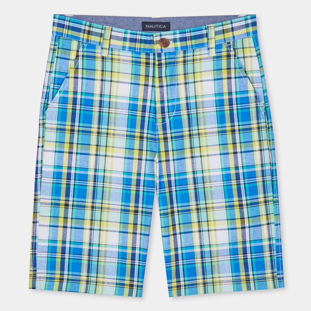 LITTLE BOYS' JORDYN PLAID SHORTS (4-7),Kelly Green,large
