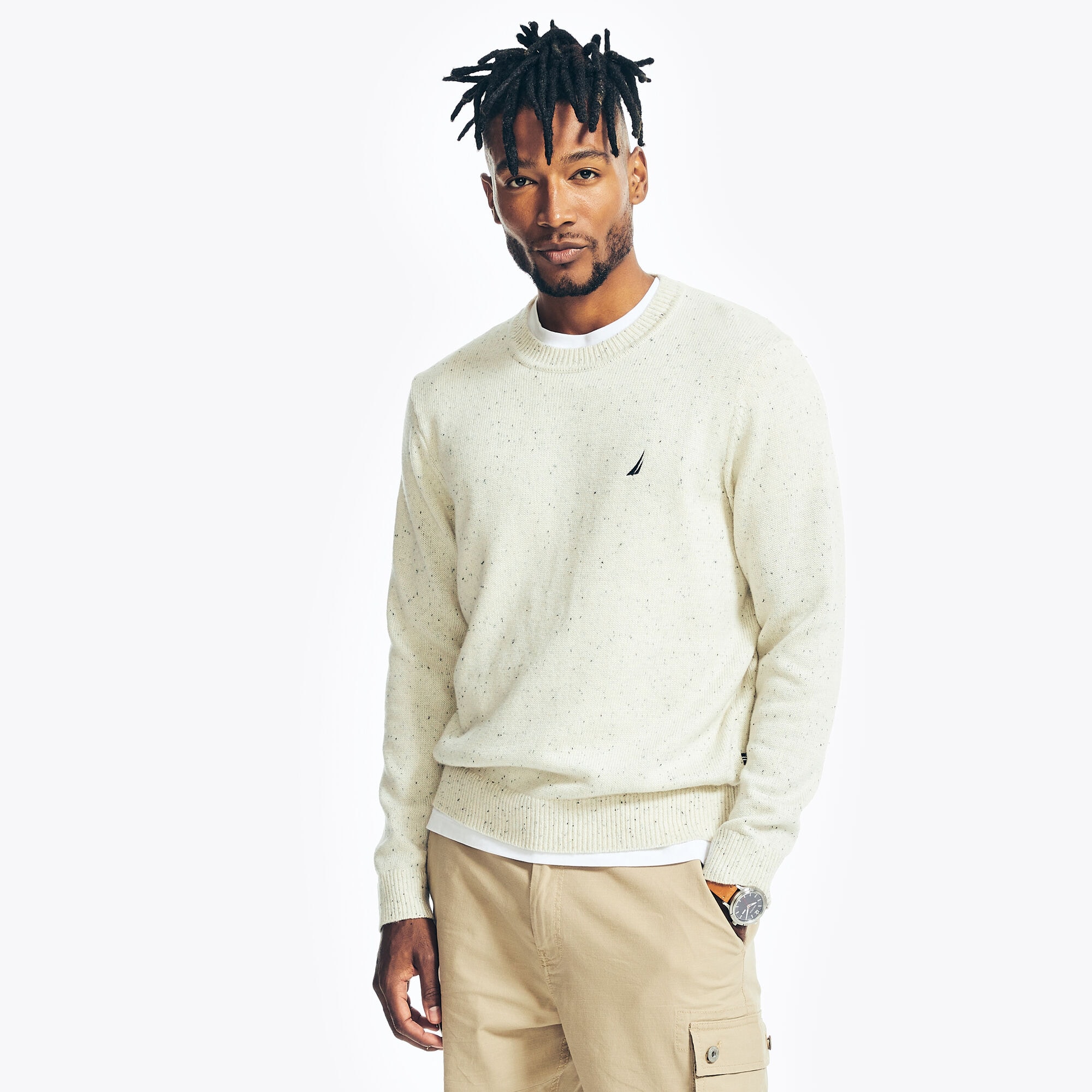 CREWNECK SWEATER,Sail Cream,large