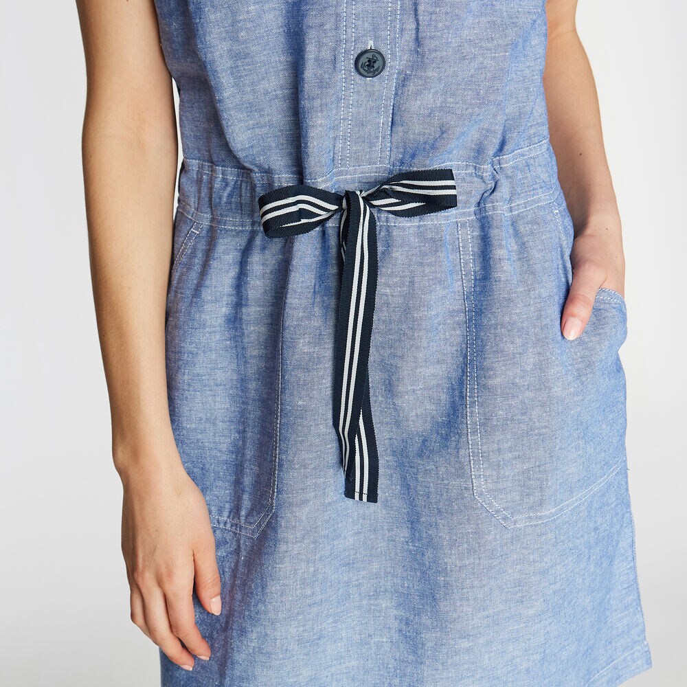 LINEN BLEND SHIRTDRESS,Deep Navy Heather,large