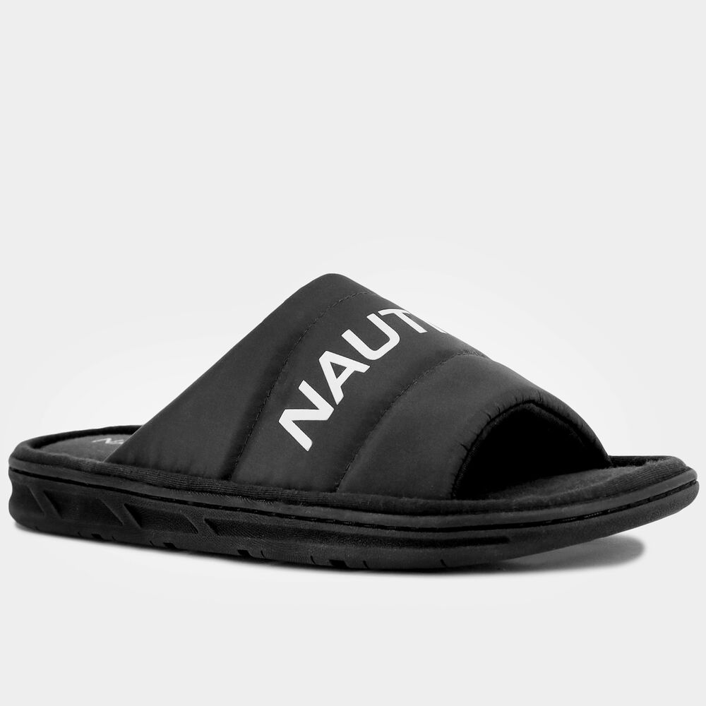 LOGO EMBOSSED SLIDE SANDAL,Black,large