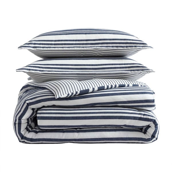 Coastline Stripe Blue Full/Queen Duvet Cover Set