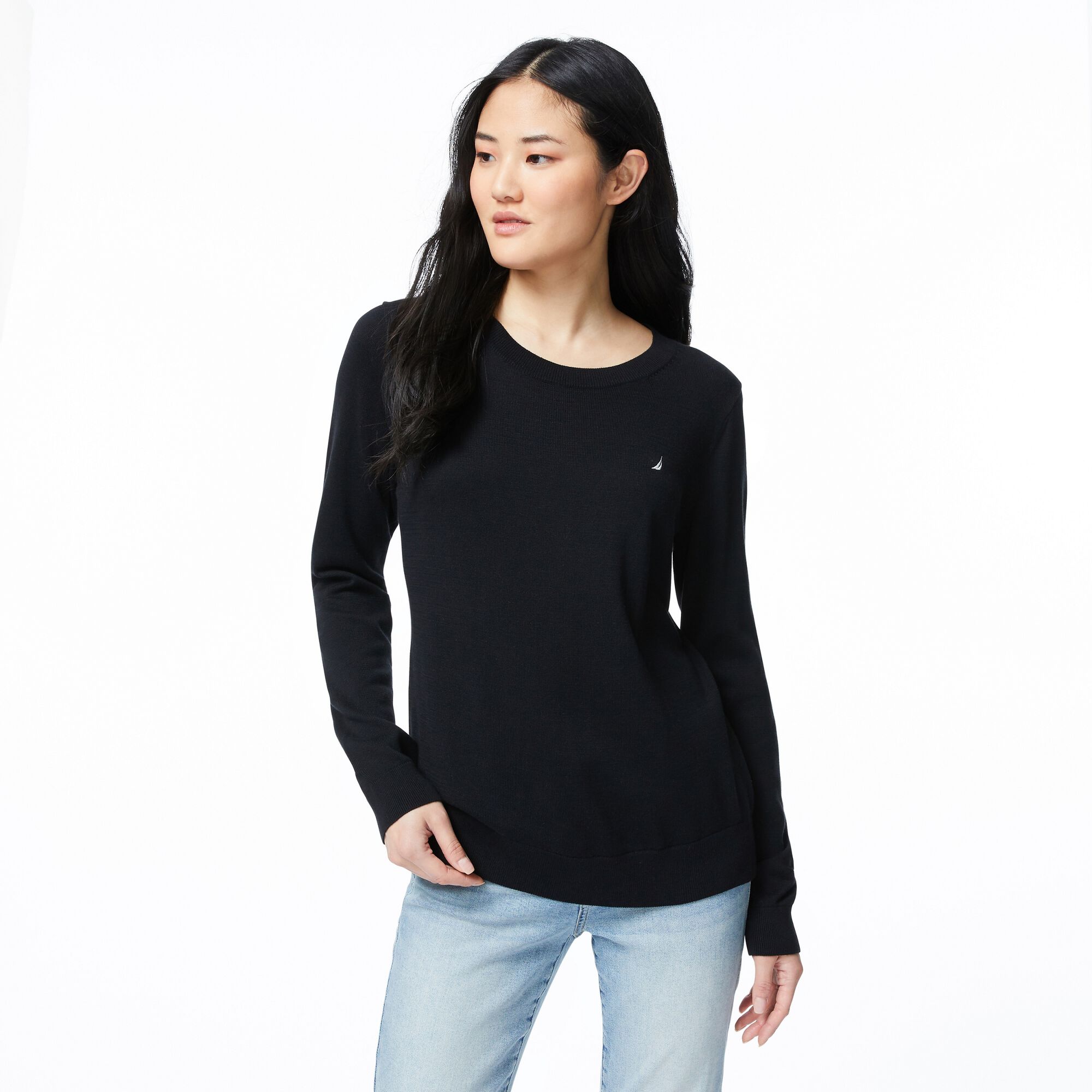 CLASSIC FIT CREW NECK SWEATER,True Black,large