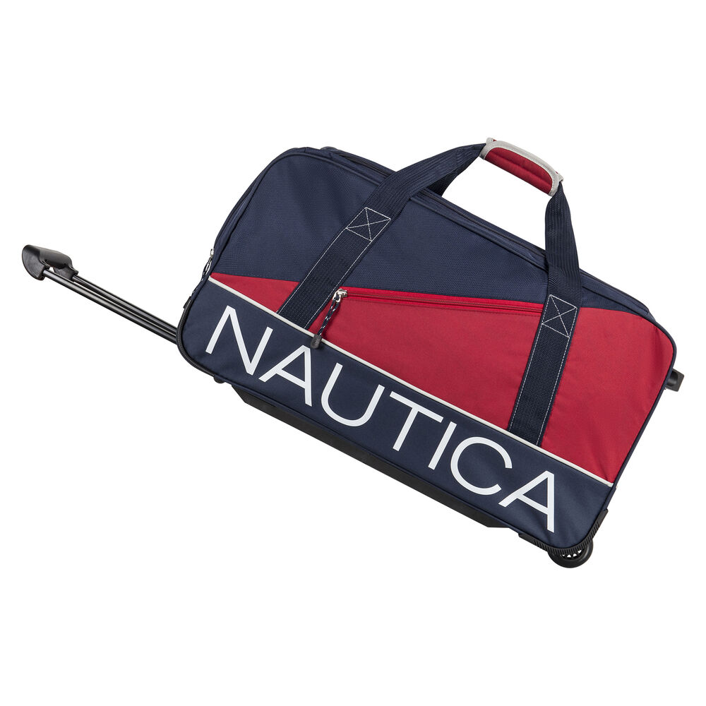Newton Creek 22" Wheeled Duffel Bag in Navy/Red,Navy,large