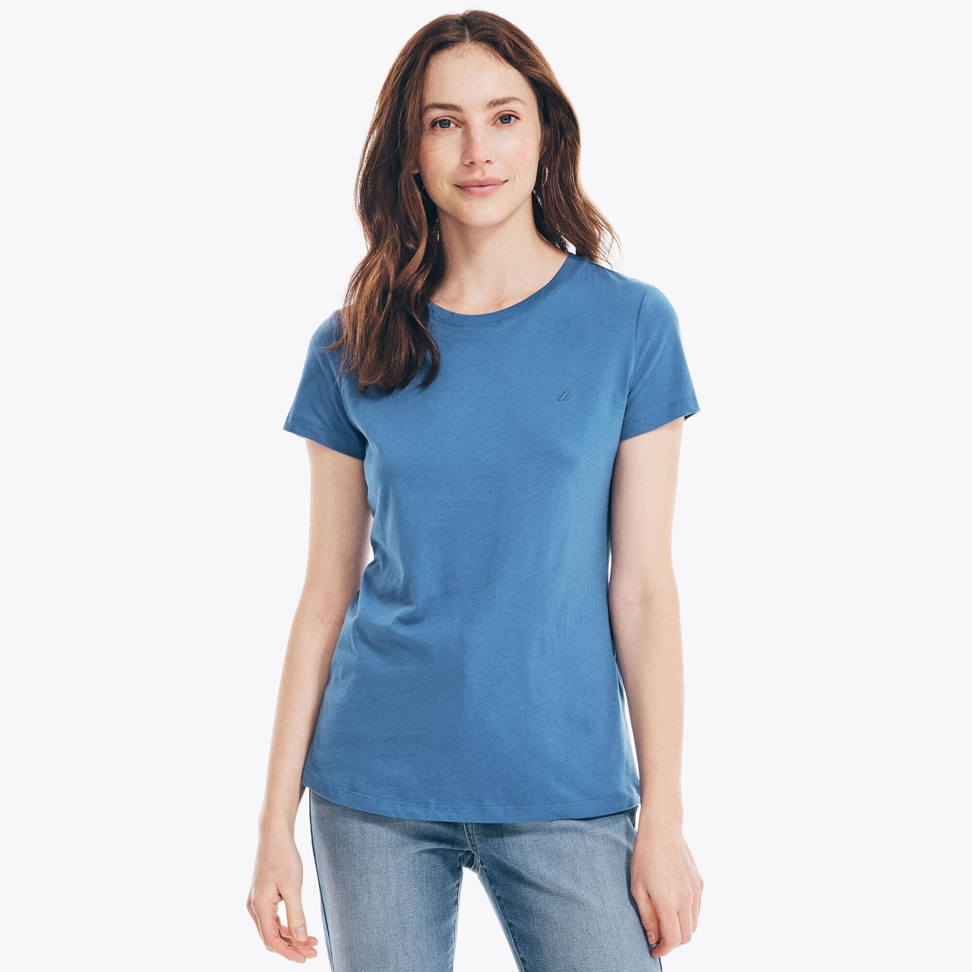 Solid Crewneck T-Shirt,Bolt Blue,large