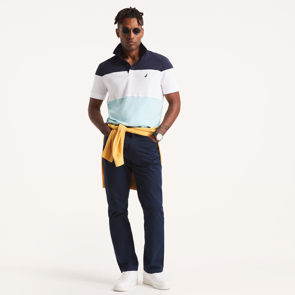 Colorblock Classic Fit Interlock Polo,Stellar Blue Heather,large