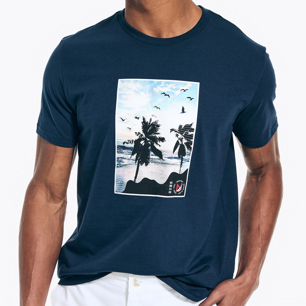 Big & Tall Sustainably Crafted Beach Vibes Graphic T-Shirt,Stellar Blue Heather,large