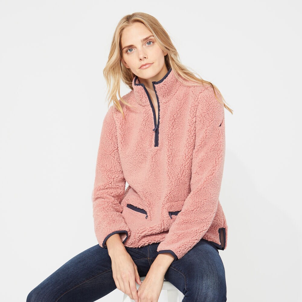 SHERPA QUARTER-ZIP FLEECE PULLOVER,Sunset Pink,large