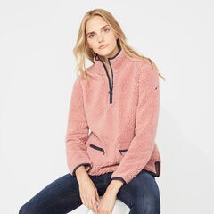 SHERPA QUARTER-ZIP FLEECE PULLOVER,Sunset Pink,large
