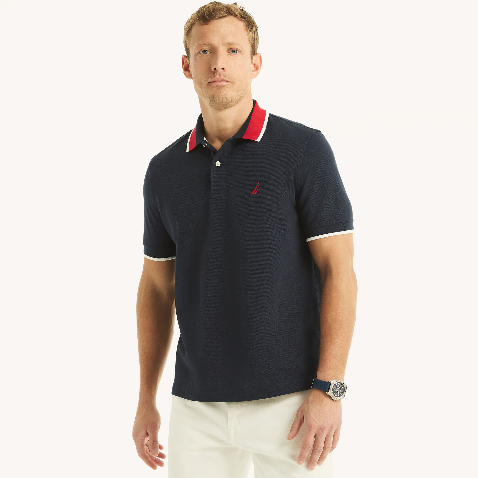Classic Fit Polo,Stellar Blue Heather,large