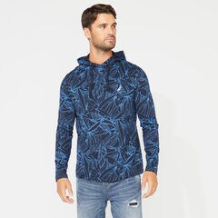 GRAPHIC PRINT T-SHIRT HOODIE,Navy,large