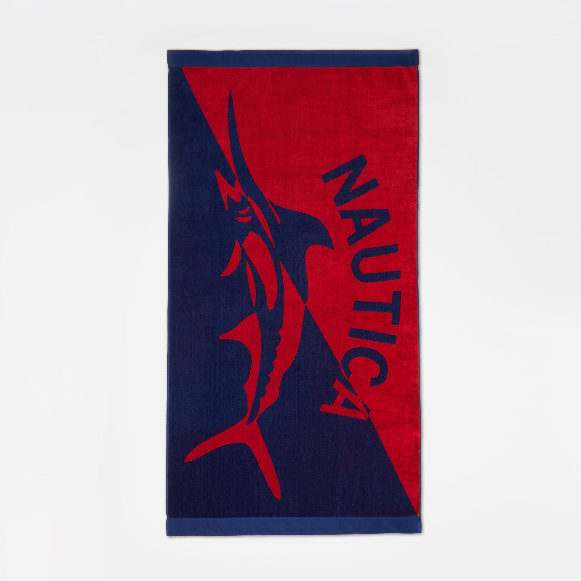 MARLIN AND LOGO PRINT BEACH TOWEL,Nautica Red,large