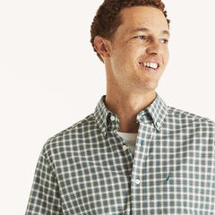 Classic Fit Wrinkle-Resistant Plaid Short-Sleeve Shirt,Evergreen,large