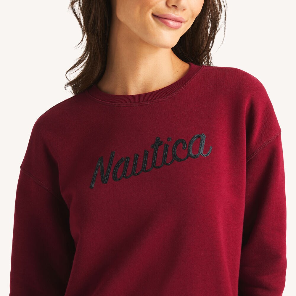 Fleece Logo Crewneck Sweatshirt,Rogue Red,large
