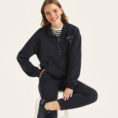 Quarter-Zip Graphic Pullover Sweatshirt,Stellar Blue Heather,large