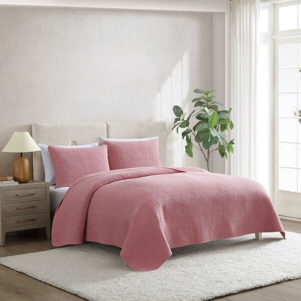 Seashore Stitch Pink King Quilt Set