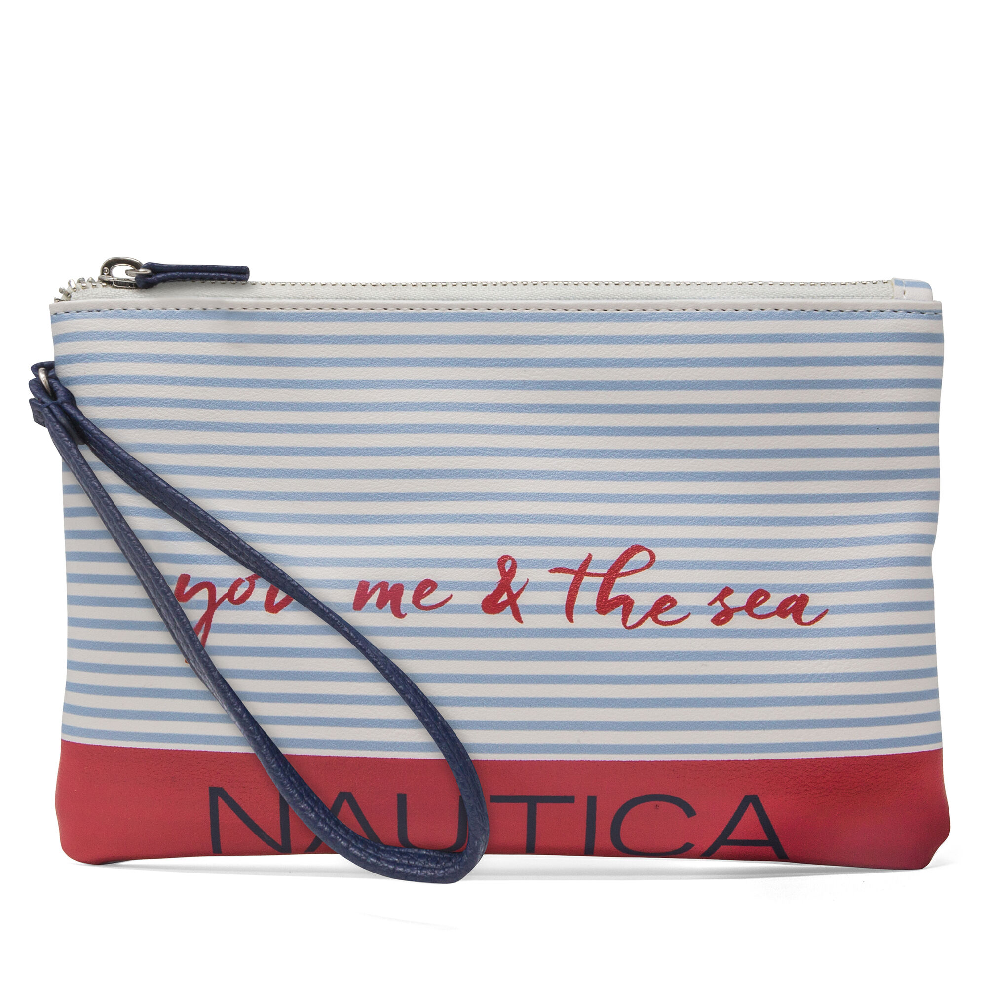 Boating Season Flat Wristlet,Navy,large