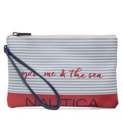 Boating Season Flat Wristlet,Navy,large