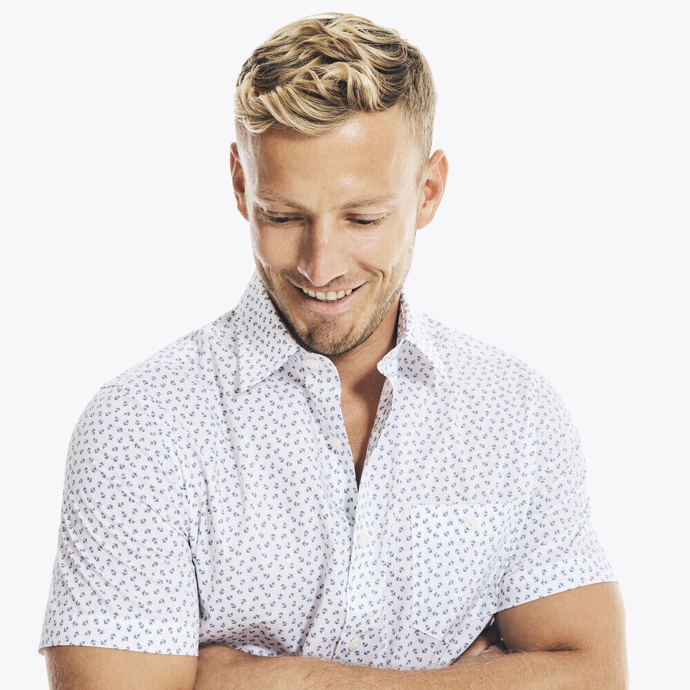 NAVTECH ANCHOR PRINT SHORT-SLEEVE SHIRT,Bright White,large