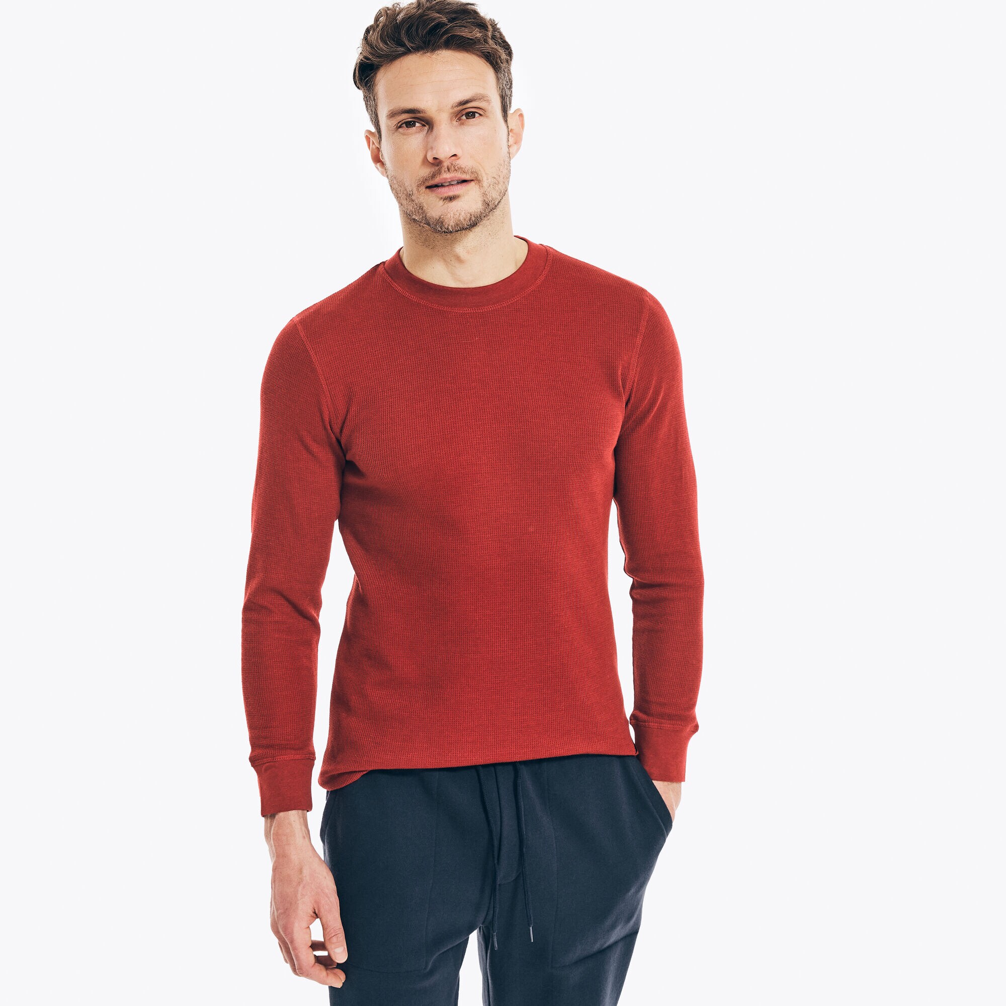 LONG-SLEEVE CREWNECK THERMAL,Cranberry,large