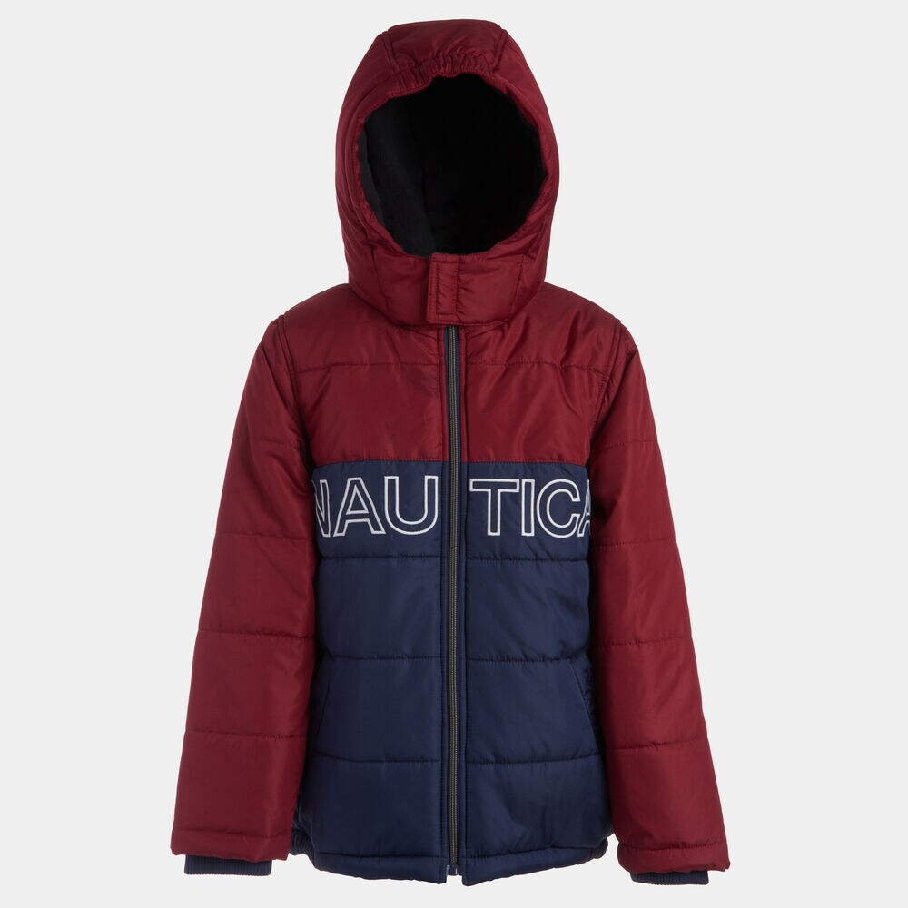 TODDLER BOYS' WATER-RESISTANT COLORBLOCK BUBBLE COAT (2T-4T),Rio Red,large