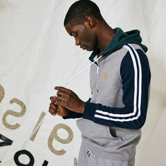 NAUTICA JEANS CO. COLORBLOCK QUARTER-ZIP HOODIE,Stone Grey Heather,large