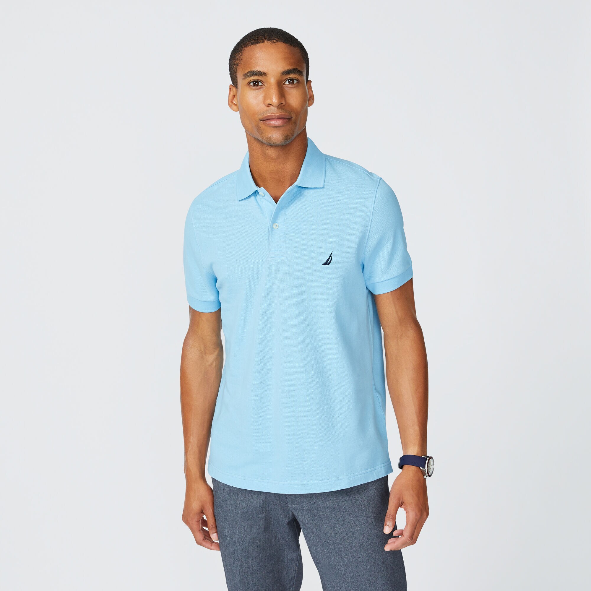 Slim Fit Deck Polo,Gulfcoast Blue Heather,large