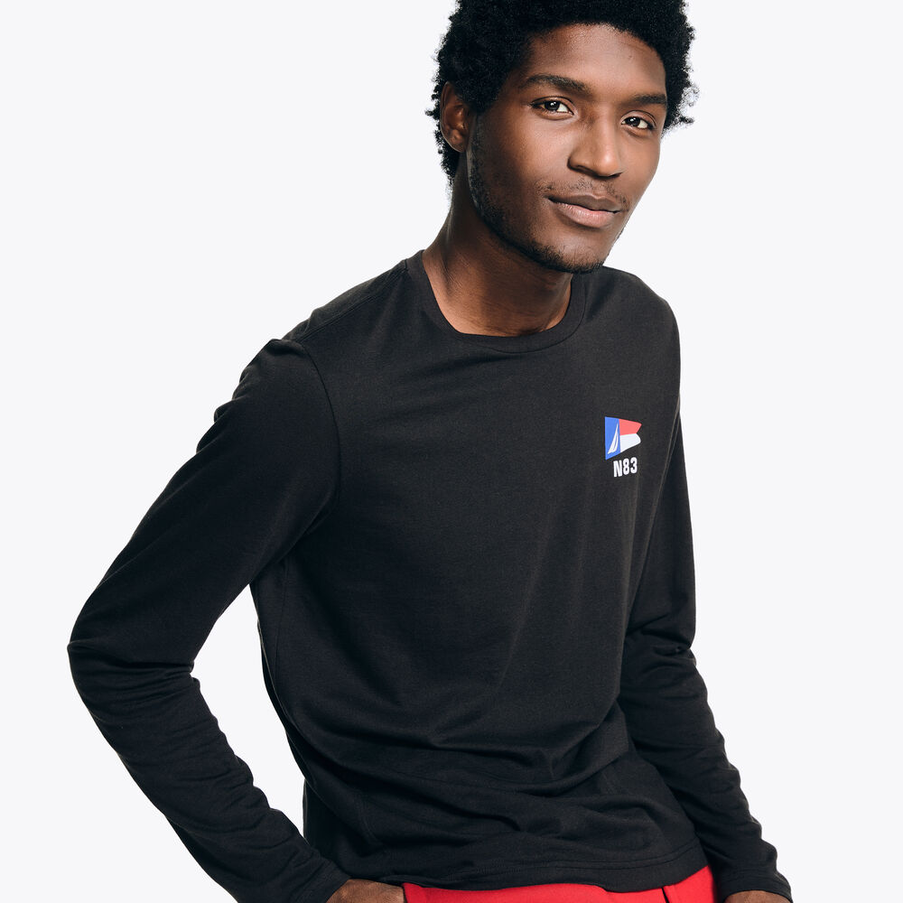 Sustainably Crafted Long-Sleeve Graphic T-Shirt,True Black,large